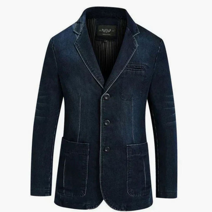 Ozias | Men's Washed Indigo Three-Button Blazer