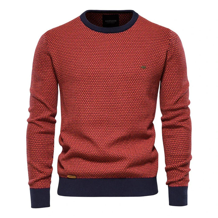 Pacome | Men's Diamond Texture Sweater with Contrast Trim