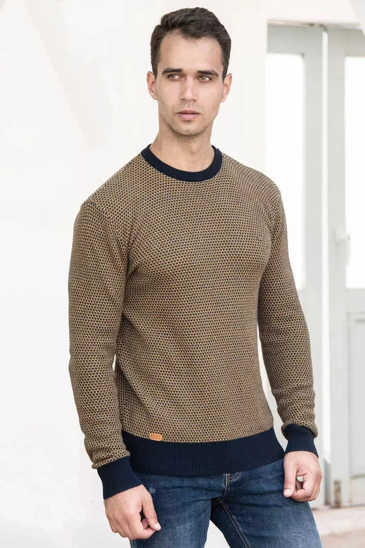 Pacome | Men's Diamond Texture Sweater with Contrast Trim