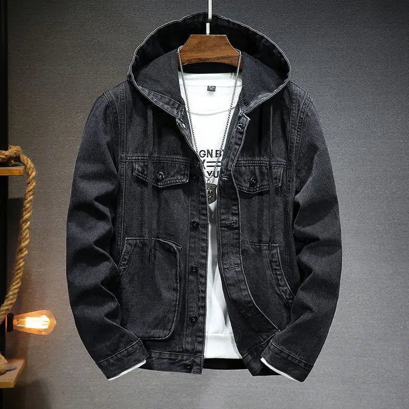 Perceval | Men's Hooded Washed Trucker Jacket