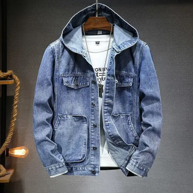 Perceval | Men's Hooded Washed Trucker Jacket