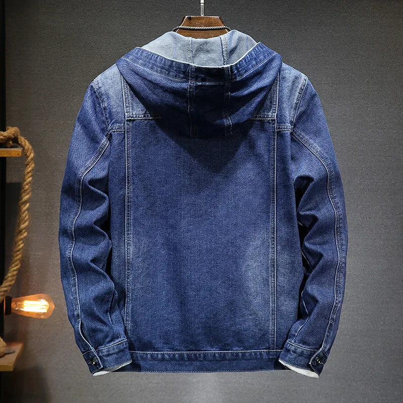 Perceval | Men's Hooded Washed Trucker Jacket
