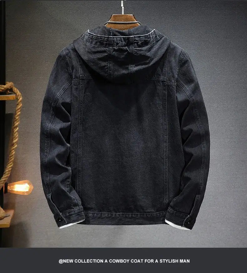 Perceval | Men's Hooded Washed Trucker Jacket