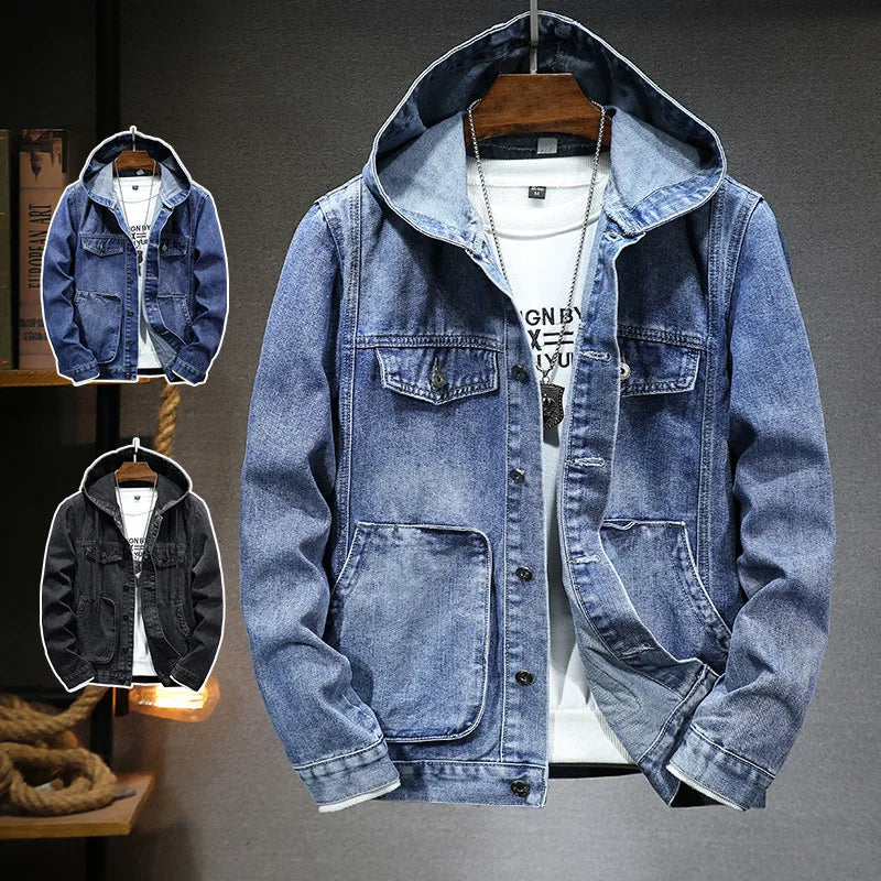 Perceval | Men's Hooded Washed Trucker Jacket