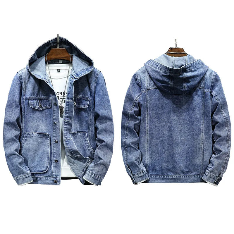 Perceval | Men's Hooded Washed Trucker Jacket