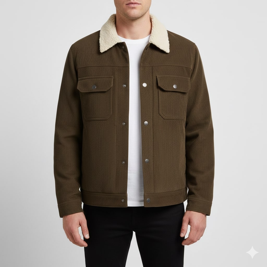 Piers | Men's Borg-Collar Ribbed Trucker Jacket