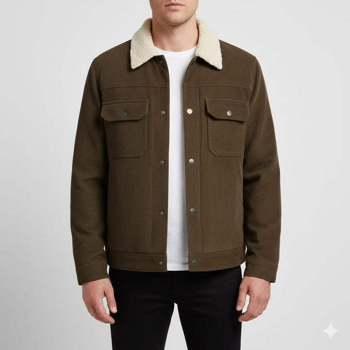 Piers | Men's Borg-Collar Ribbed Trucker Jacket