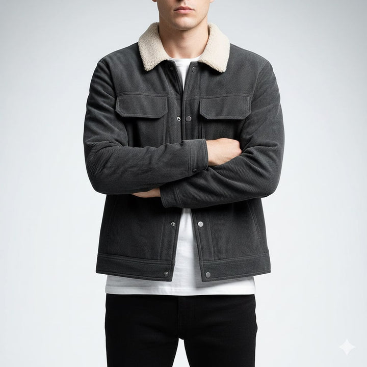 Piers | Men's Borg-Collar Ribbed Trucker Jacket