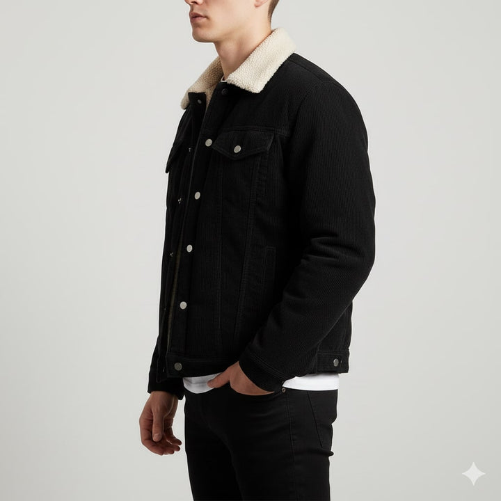 Piers | Men's Borg-Collar Ribbed Trucker Jacket