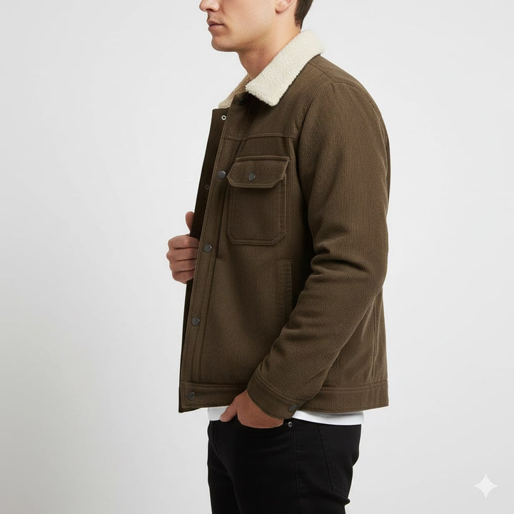 Piers | Men's Borg-Collar Ribbed Trucker Jacket