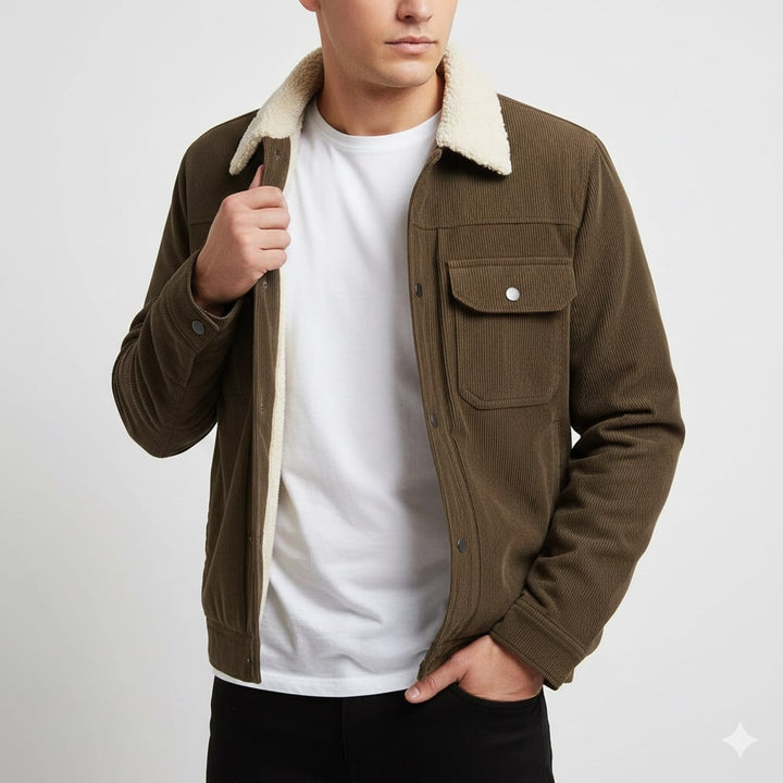 Piers | Men's Borg-Collar Ribbed Trucker Jacket