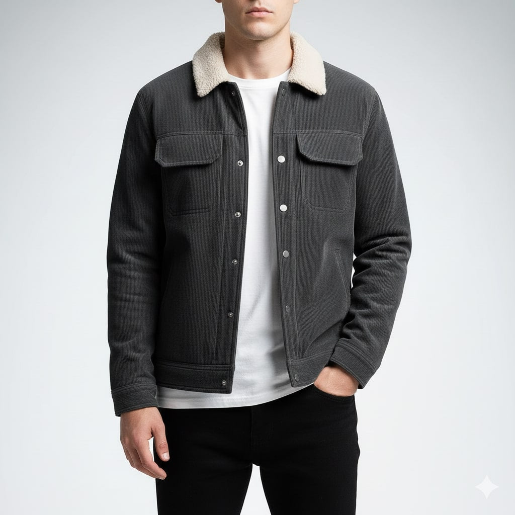 Piers | Men's Borg-Collar Ribbed Trucker Jacket