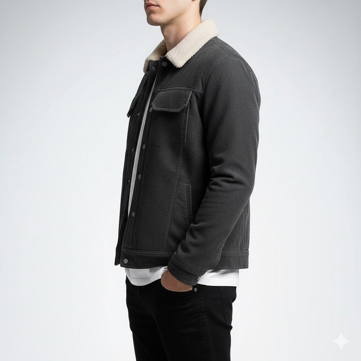 Piers | Men's Borg-Collar Ribbed Trucker Jacket