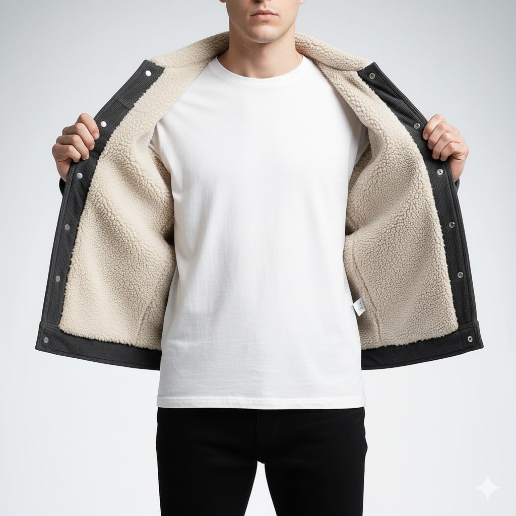 Piers | Men's Borg-Collar Ribbed Trucker Jacket
