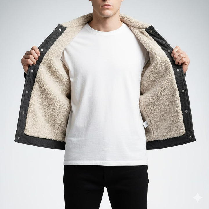 Piers | Men's Borg-Collar Ribbed Trucker Jacket