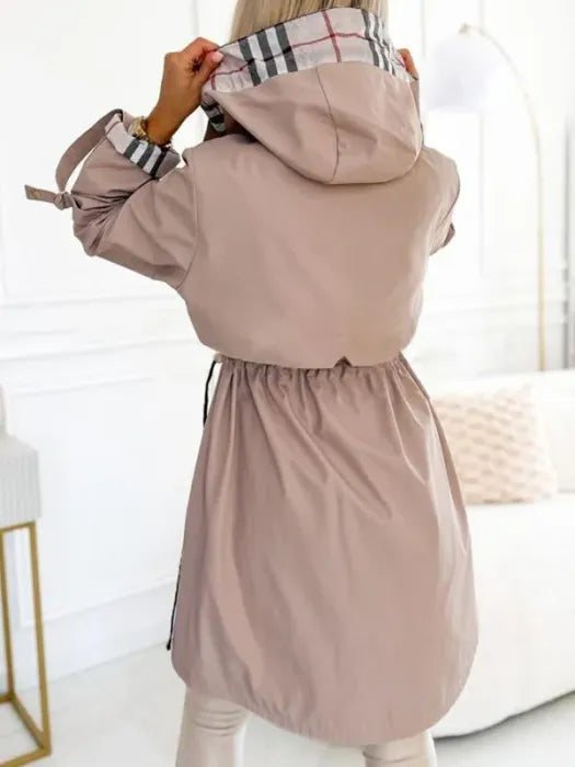 Blanche | Women's Longline Hooded Zip Coat with Drawcord Waist