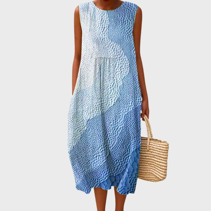 Pippa | Women's Plaid Tiered Sleeveless Linen Midi Dress