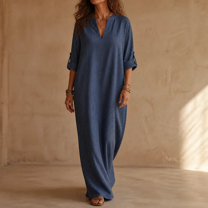 Poncette | Women's Striped V Neck Maxi Dress