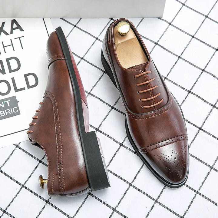 Preston | Men's Lace-Up Cap Toe Perforated Dress Shoes