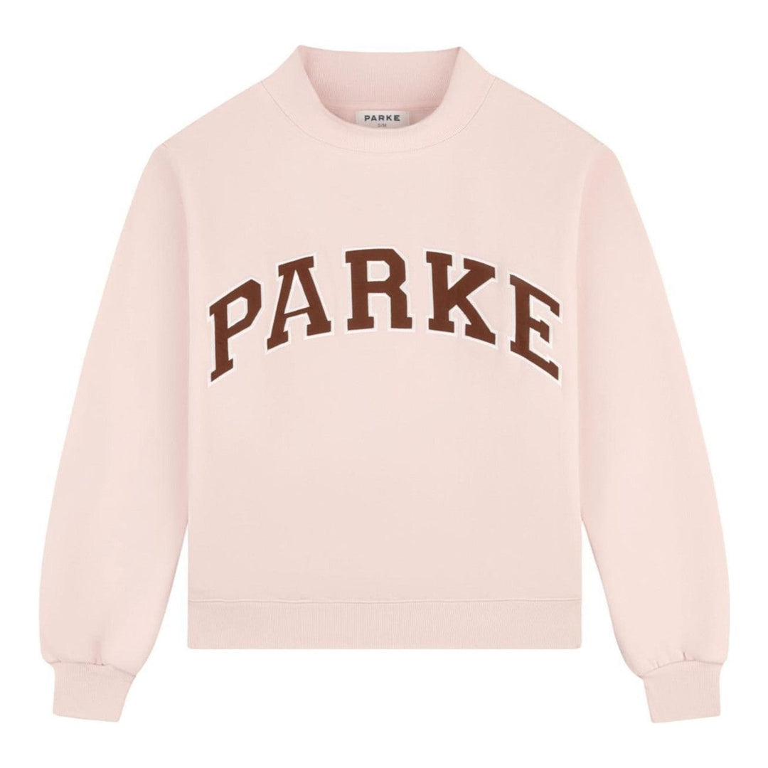 Varsity Mockneck Rose with Mocha Letters