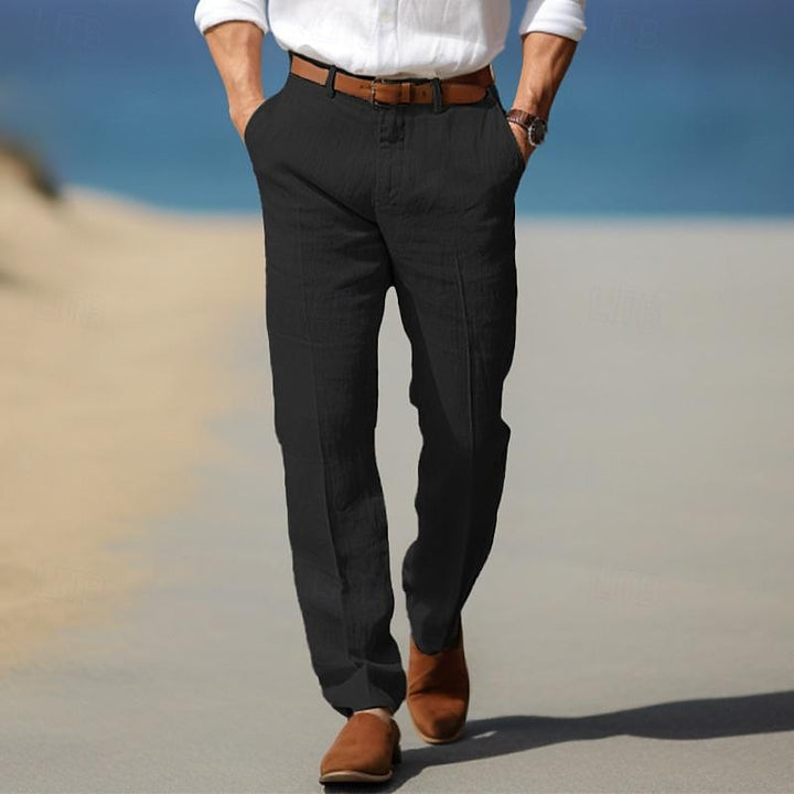 Men's Straight Leg Pants with Belt Loops and Side Pockets