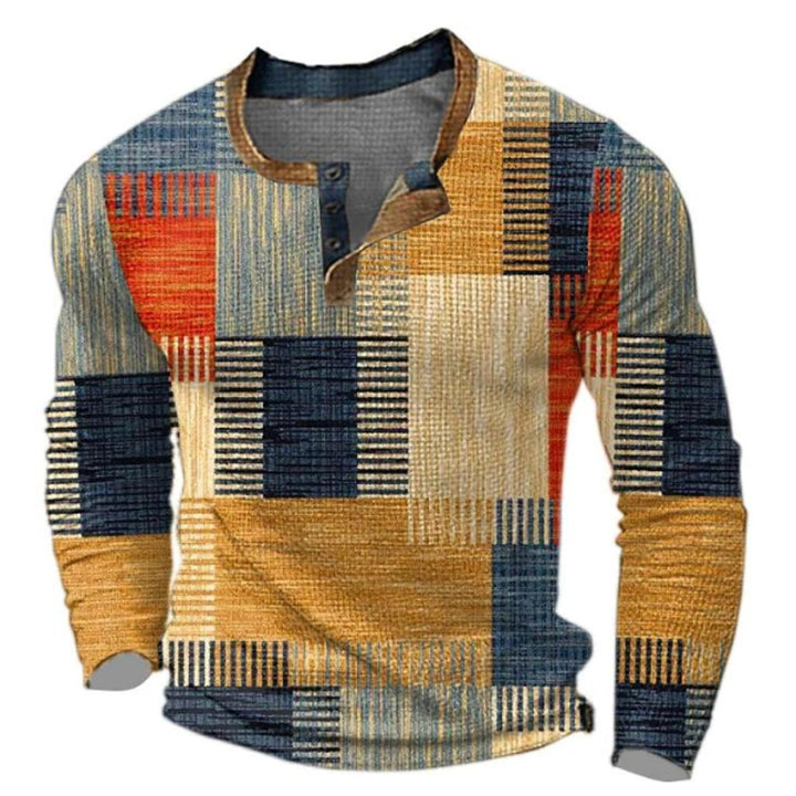 Quentin | Men's Colourblock Patchwork Henley Sweater