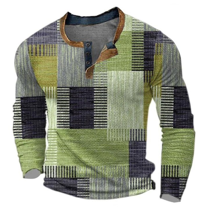Quentin | Men's Colourblock Patchwork Henley Sweater