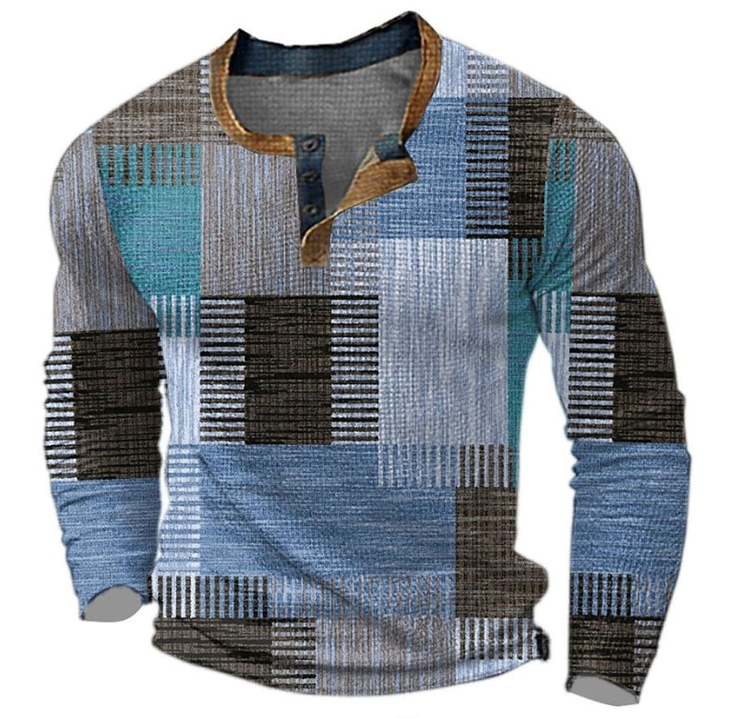 Quentin | Men's Colourblock Patchwork Henley Sweater