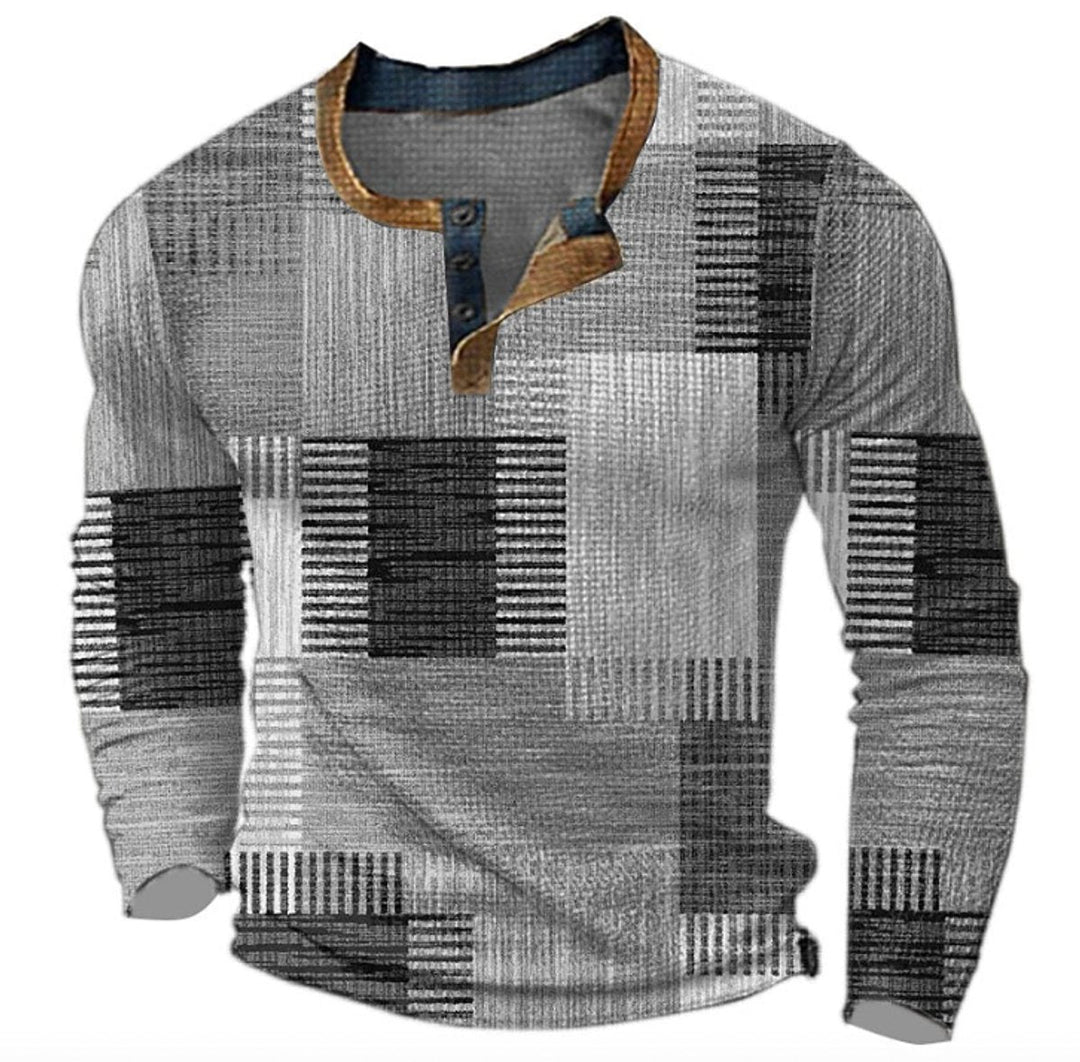 Quentin | Men's Colourblock Patchwork Henley Sweater