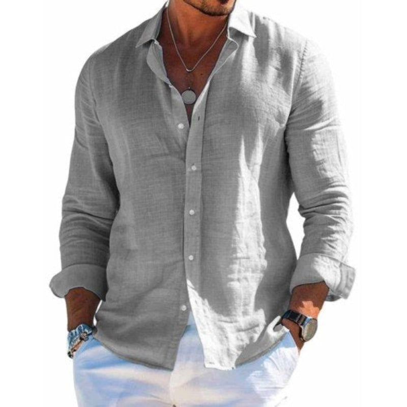 Rainer | Men's Long Sleeve Casual Garment-Washed Linen Shirt