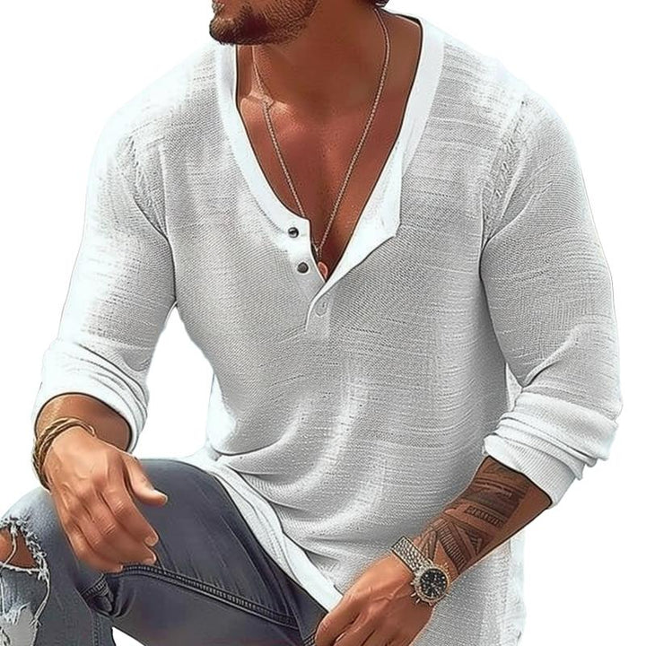 Reid | Men's Casual Long Sleeve U Neck Henley Tee