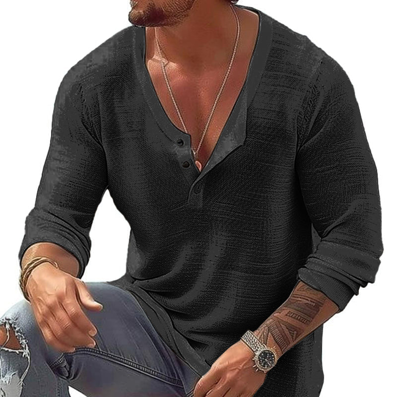 Reid | Men's Casual Long Sleeve U Neck Henley Tee