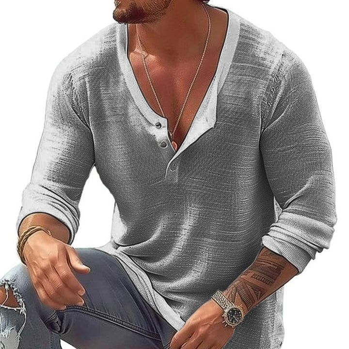 Reid | Men's Casual Long Sleeve U Neck Henley Tee