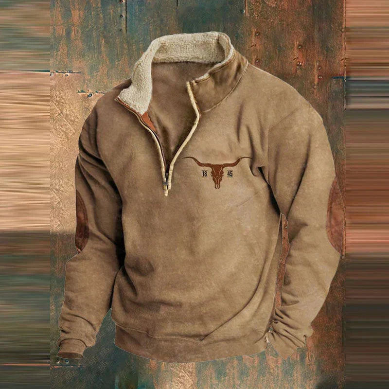 Remy | Men's Half Zip Pile Pullover with Pattern Sleeves
