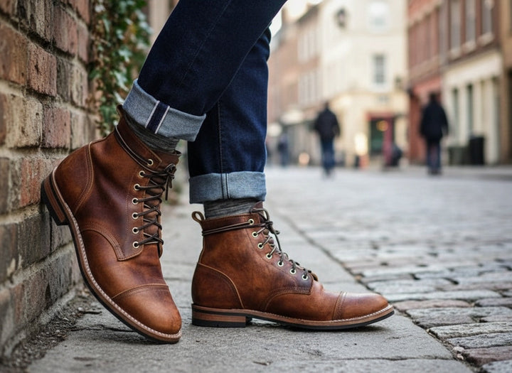 Robin | Men's Brogue Detail Laced Boots