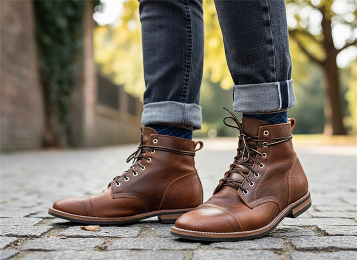 Robin | Men's Brogue Detail Laced Boots