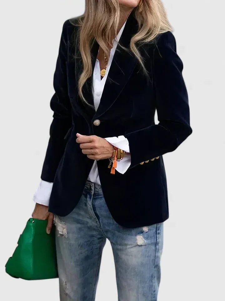 Philomene | Women's Evening Blazer with Notch Lapel and Gold Buttons