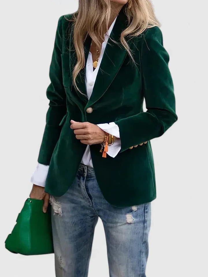 Philomene | Women's Evening Blazer with Notch Lapel and Gold Buttons