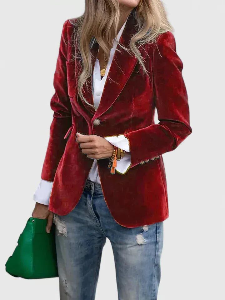Philomene | Women's Evening Blazer with Notch Lapel and Gold Buttons