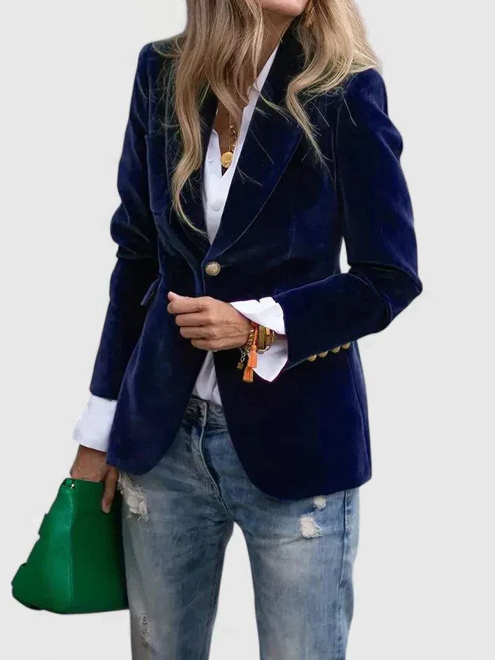 Philomene | Women's Evening Blazer with Notch Lapel and Gold Buttons