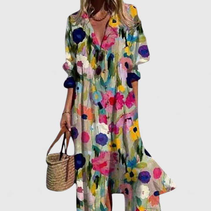 Rosalie | Women's Vibrant Patterned Boho Midi Dress