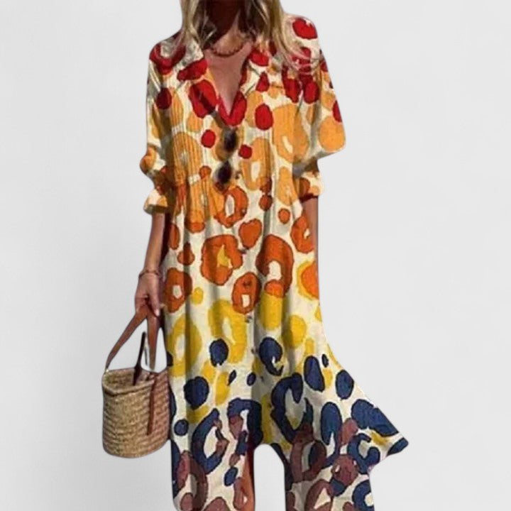Rosalie | Women's Vibrant Patterned Boho Midi Dress