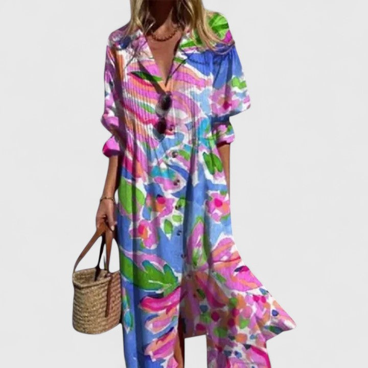 Rosalie | Women's Vibrant Patterned Boho Midi Dress