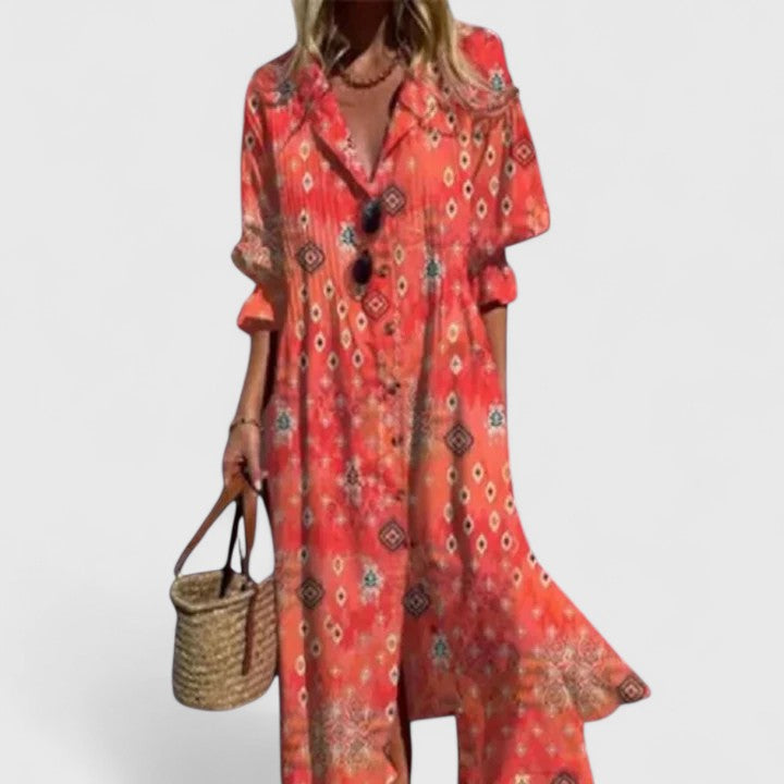Rosalie | Women's Vibrant Patterned Boho Midi Dress
