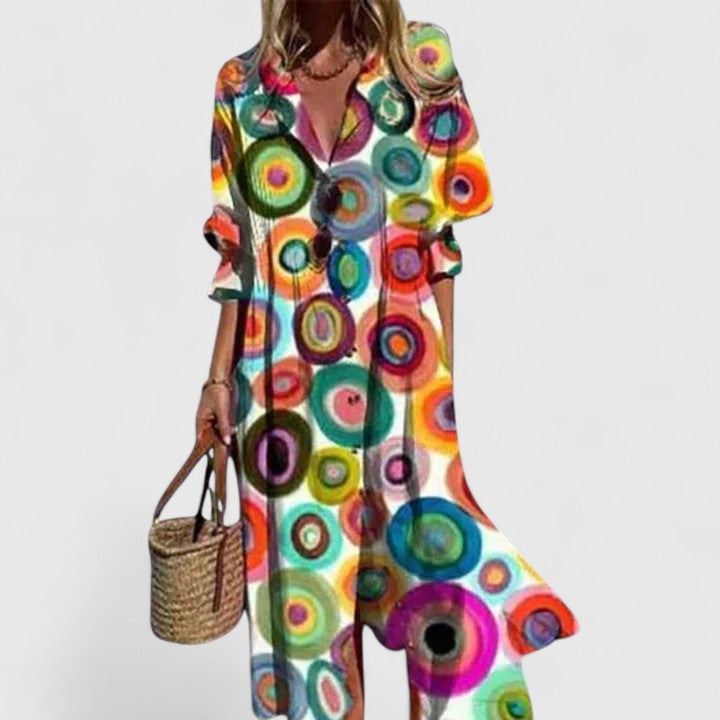 Rosalie | Women's Vibrant Patterned Boho Midi Dress