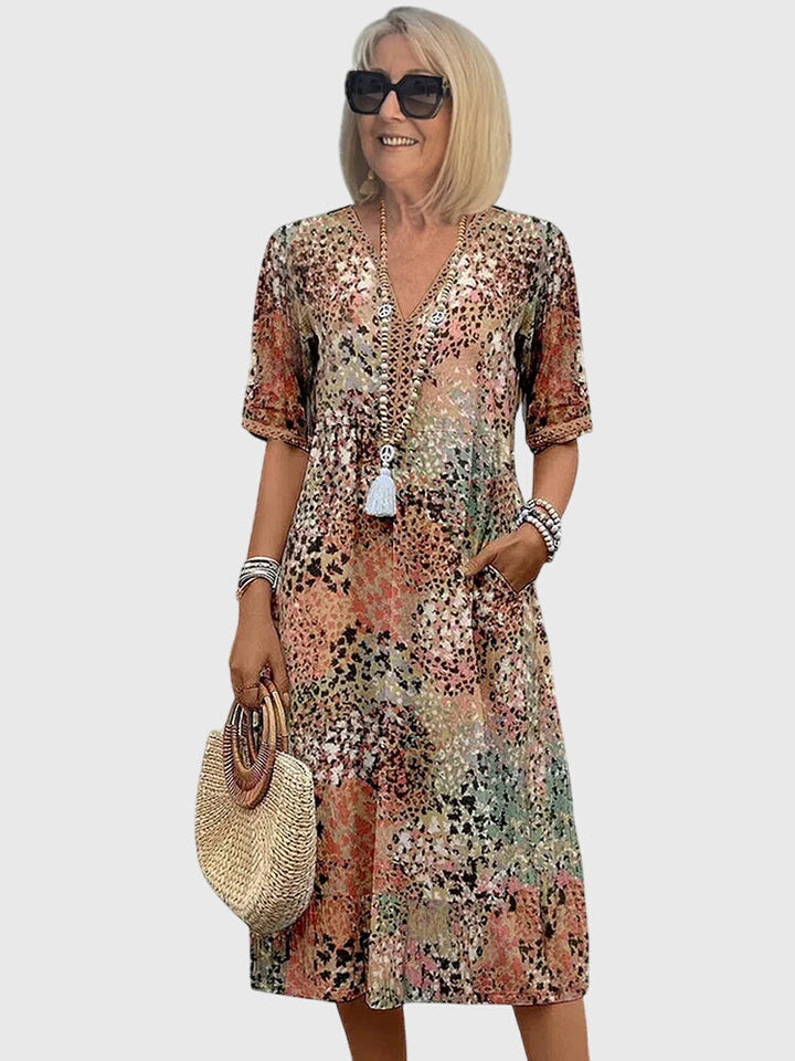 Rosalind | Women's Delicate Floral Print Flowing Midi Dress
