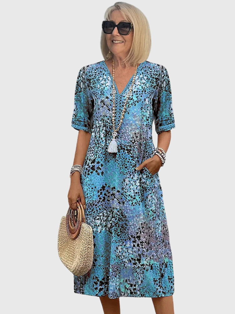 Rosalind | Women's Delicate Floral Print Flowing Midi Dress