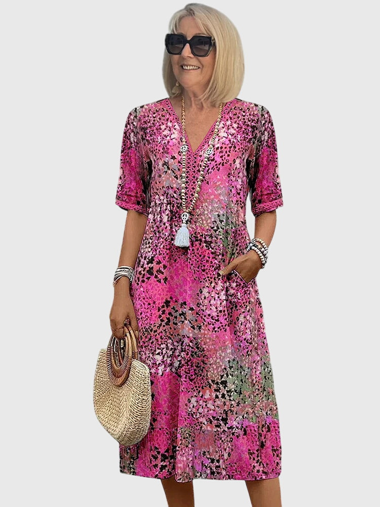 Rosalind | Women's Delicate Floral Print Flowing Midi Dress