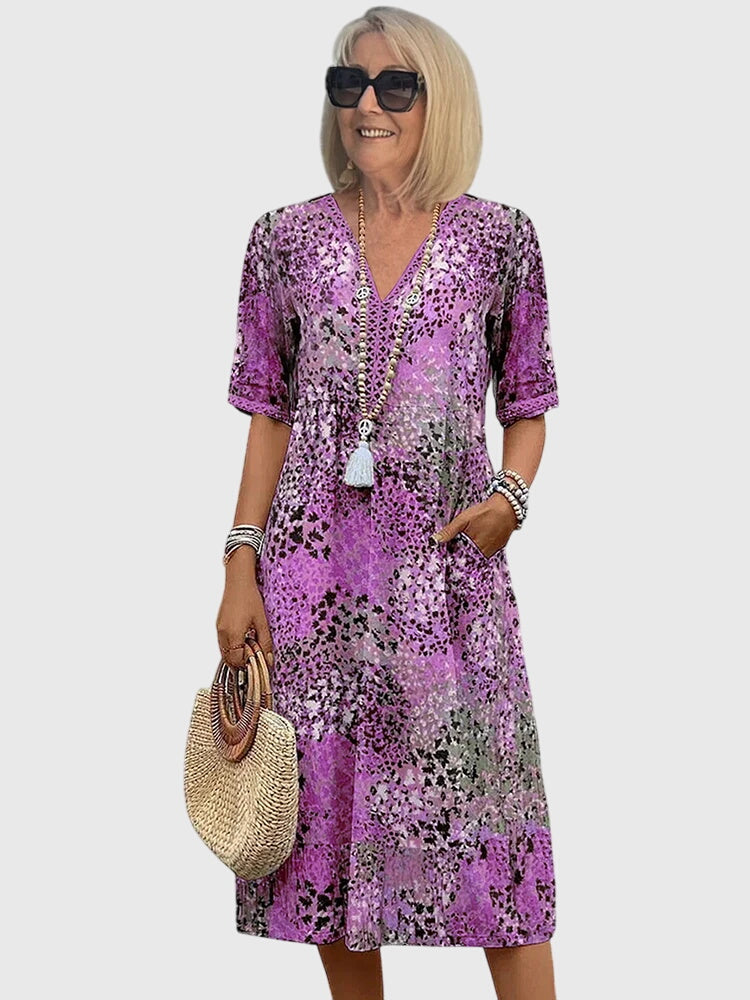 Rosalind | Women's Delicate Floral Print Flowing Midi Dress