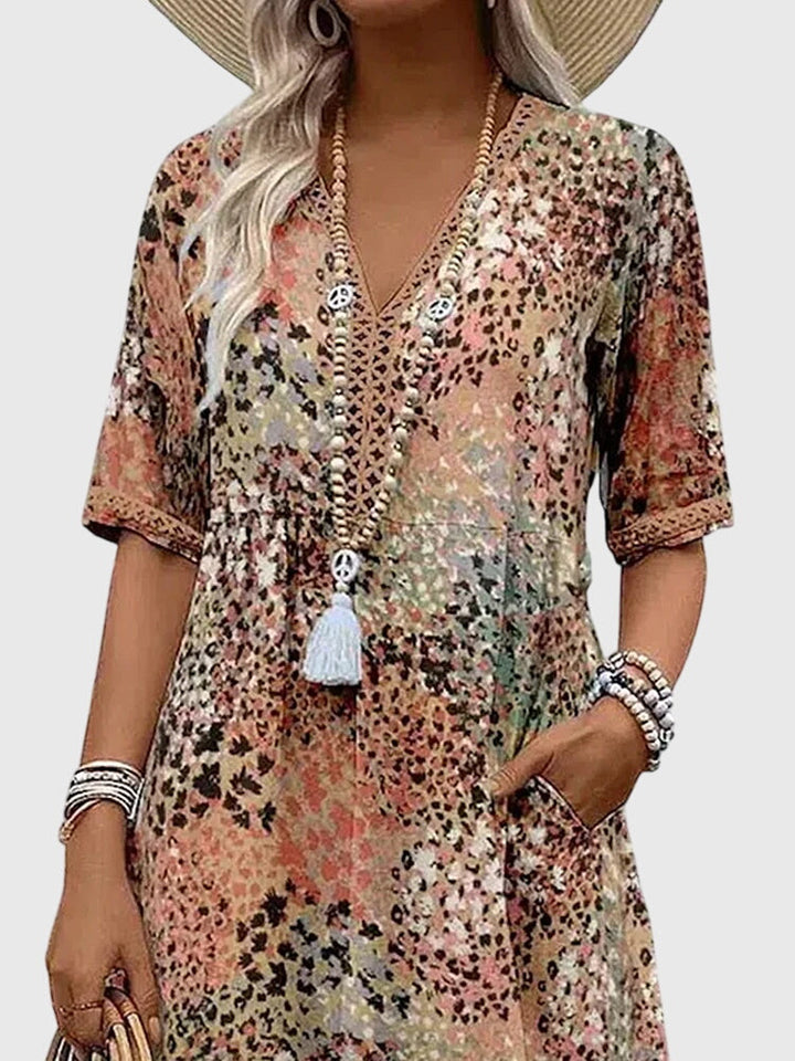 Rosalind | Women's Delicate Floral Print Flowing Midi Dress